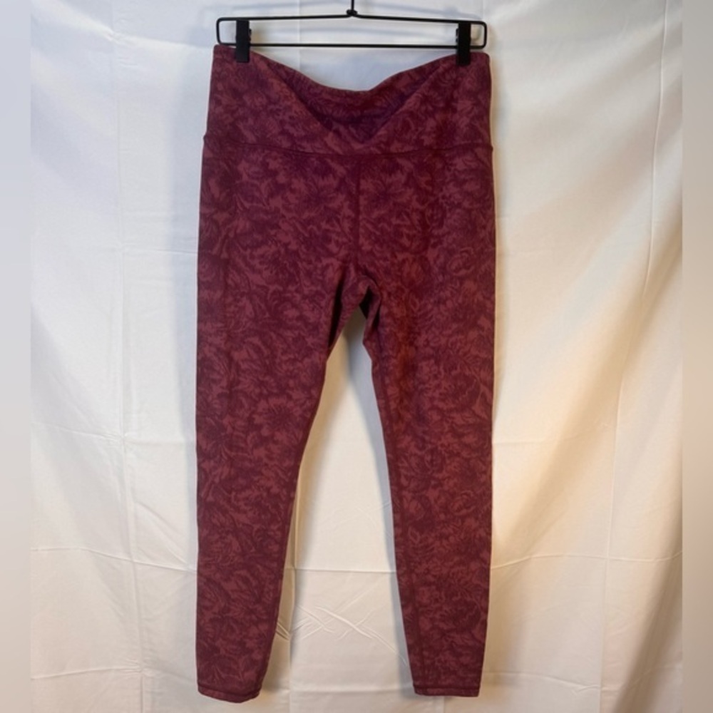 Athleta Elation Textured Tight in Burgundy/Mauve Print Size XL